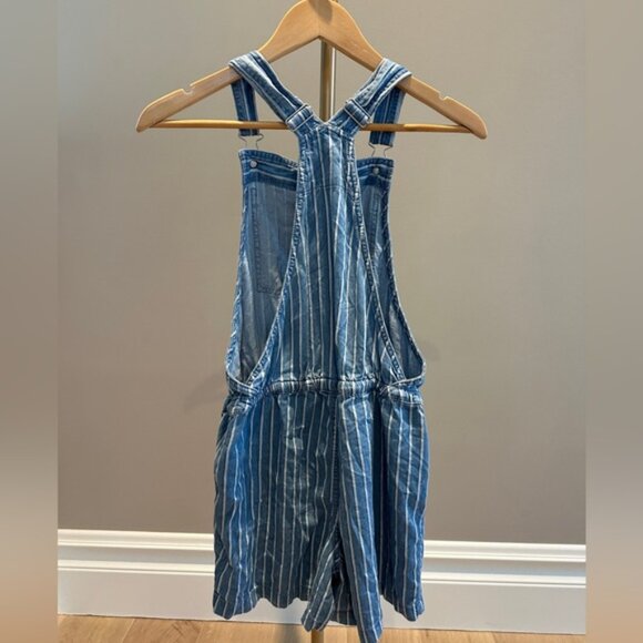 Jordache Navy & White Stripe Short Overalls – Size XS - Picture 3 of 7